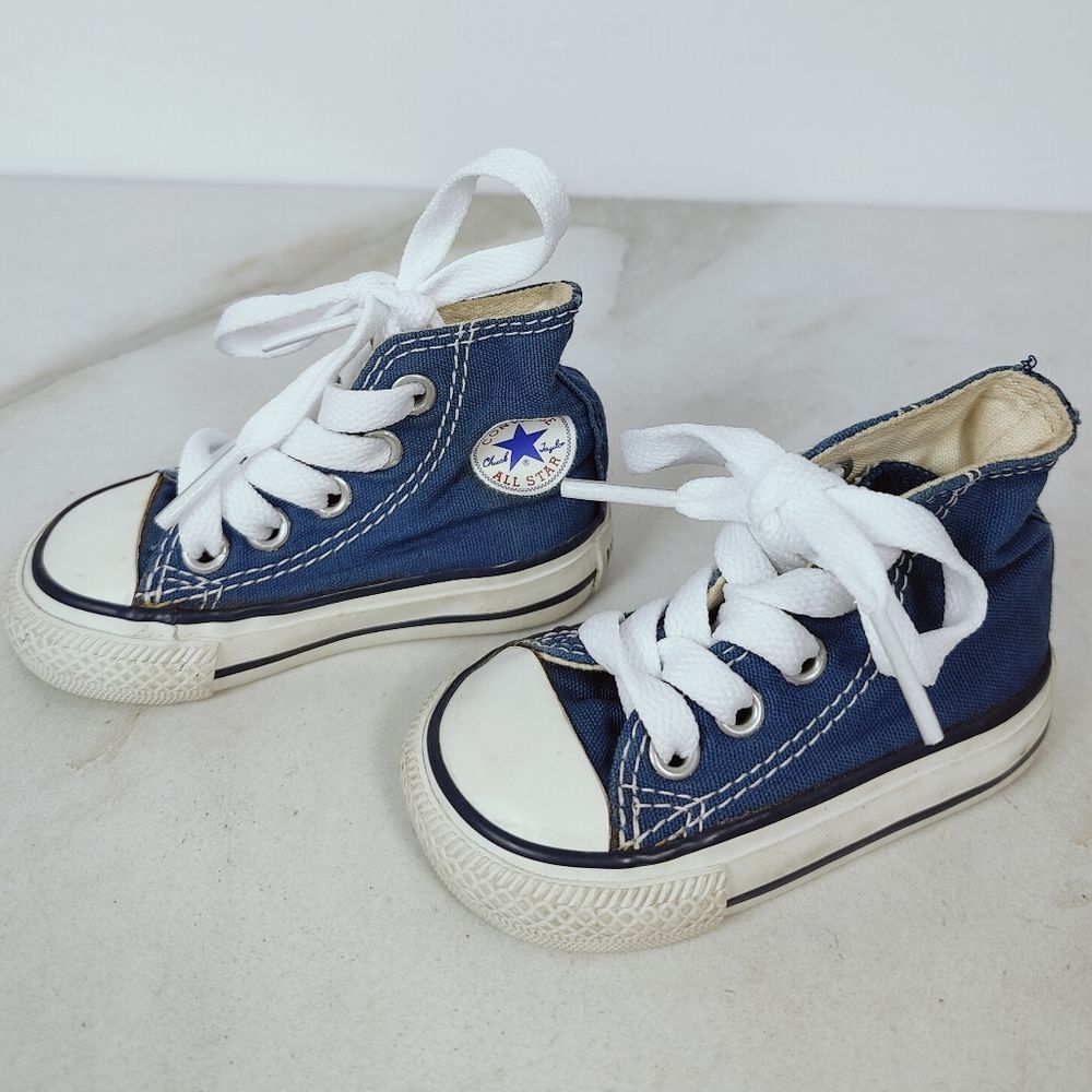 Converse Baby Infant Chuck Taylor All Star Hi Shoes Navy White, Sz 2